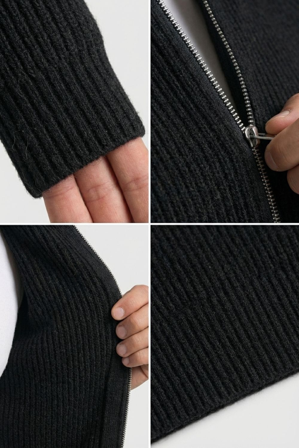Black Zip-Up Knit Jacket